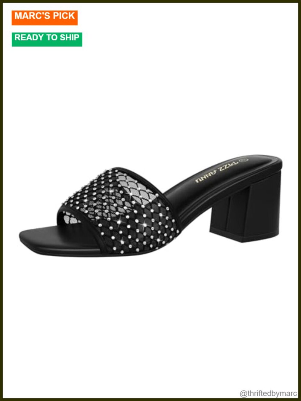 Women's Square Open Toe Heels Sandals Low Block Chunky Heeled Sandal Slip on